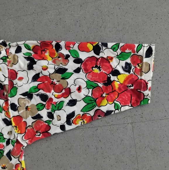 Lauren Brooke Crew Neck floral Hawaiian shoulderpads button shoulders blouse - Picture 15 of 16